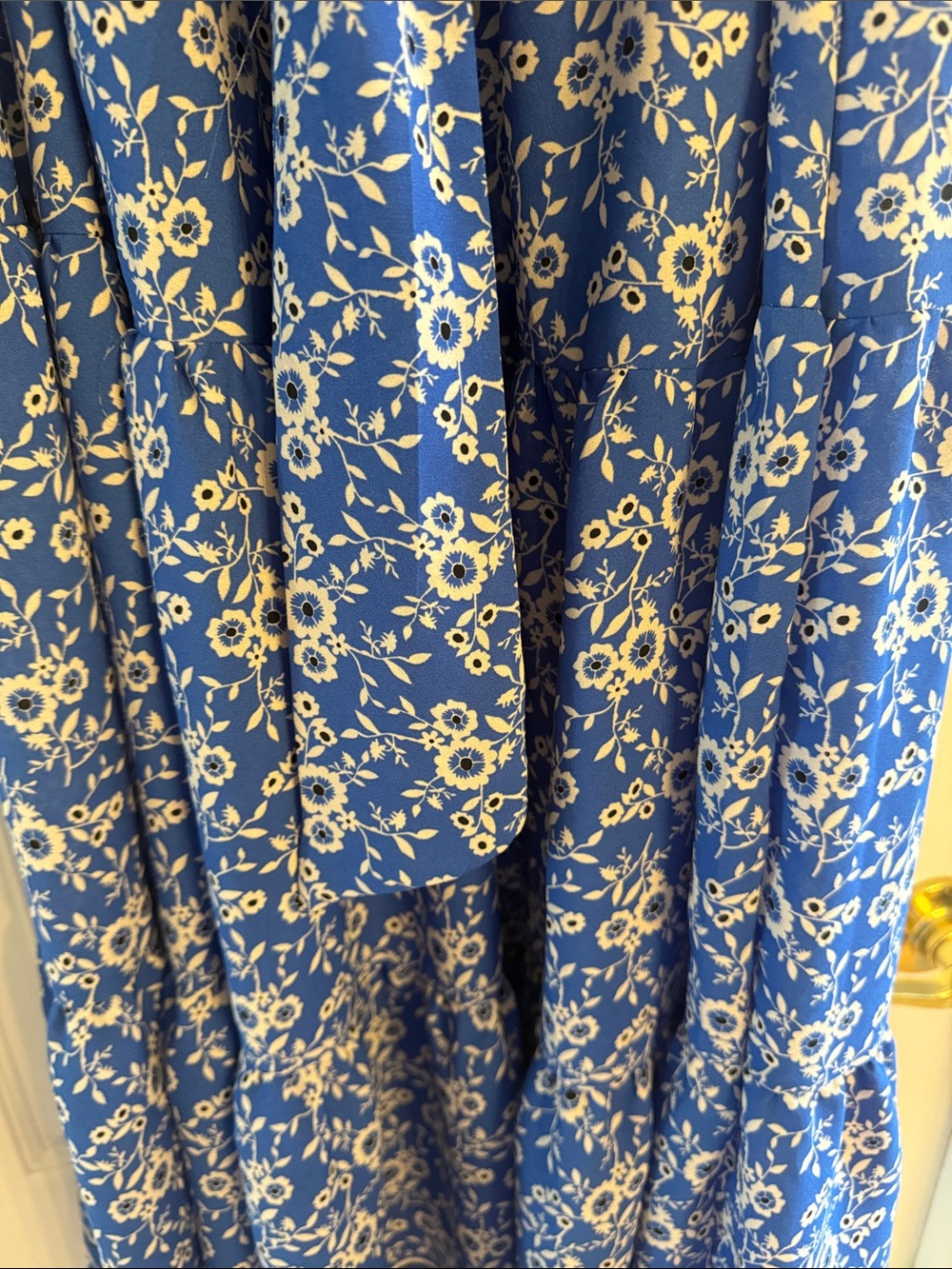 Blue Floral Button-Front Maxi Dress with Tie Waist - Picture 3 of 3